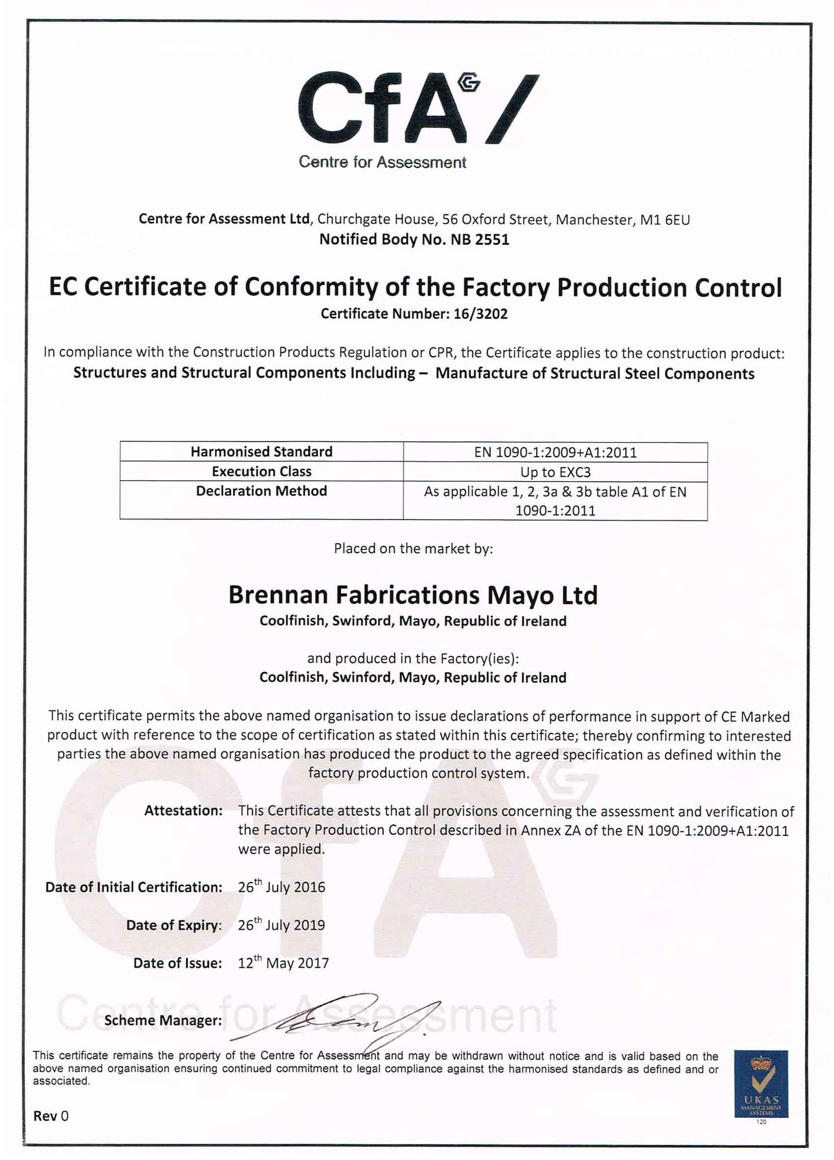 Brennan-Fabrications-Mayo-EN1090-Execution-Class-3-Certification